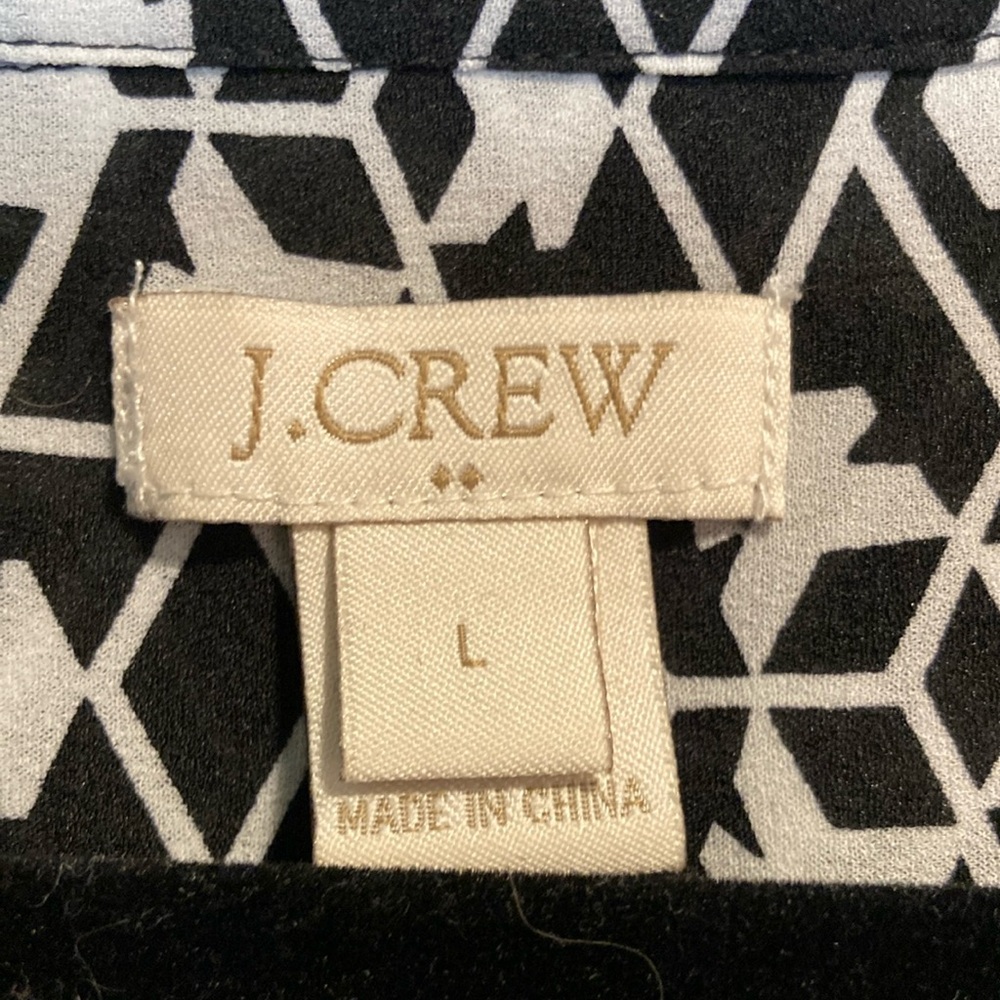 J. Crew Black and White Graphic Blouse with Mandarin Collar - Picture 2 of 7